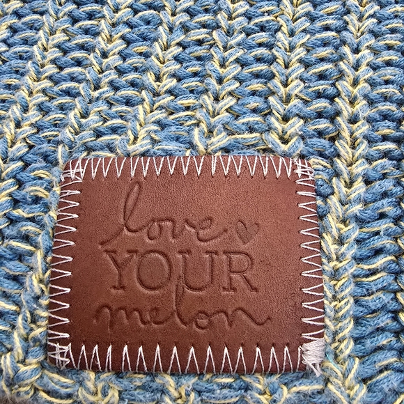 Love Your Melon Blue and Yellow Women's Knit Beanie Winter Hat - Picture 2 of 5